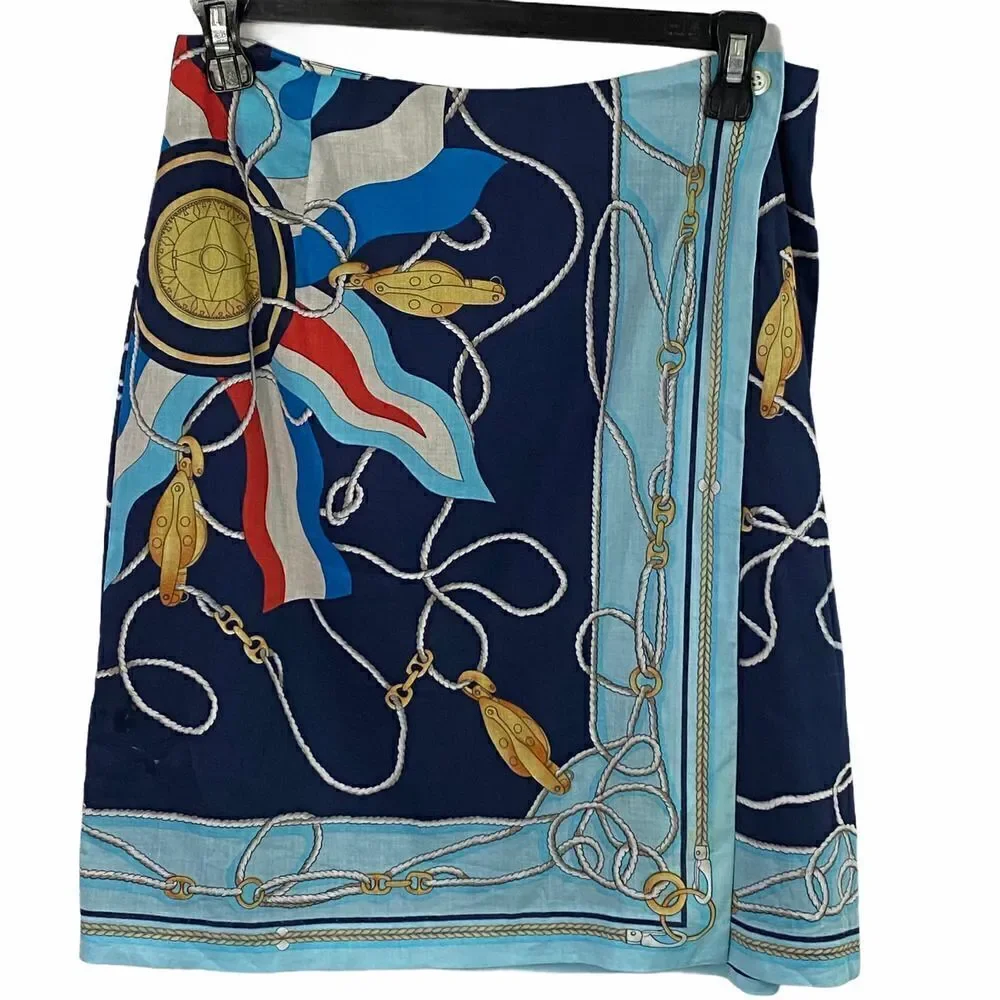 Charter Club Nautical Printed Sailor Wrap Skirt Size 6